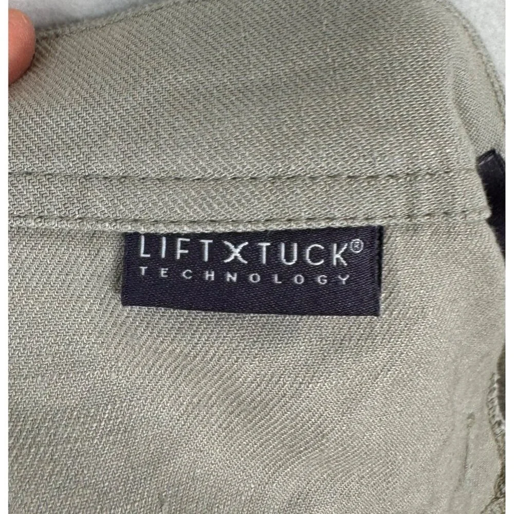 NYDJj Crop Wide Leg 90s Linen Blend Trouser Pants Mid-Rise Lift Tuck Sand‎ sz 8 - Picture 11 of 13